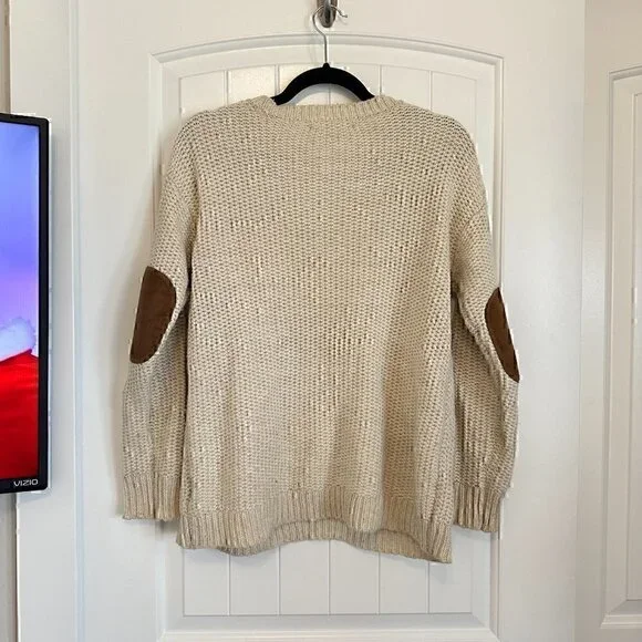 Coincidence & Chance OVERSIZED librarian boyfriend knit sweater elbow patches XS - Picture 7 of 9